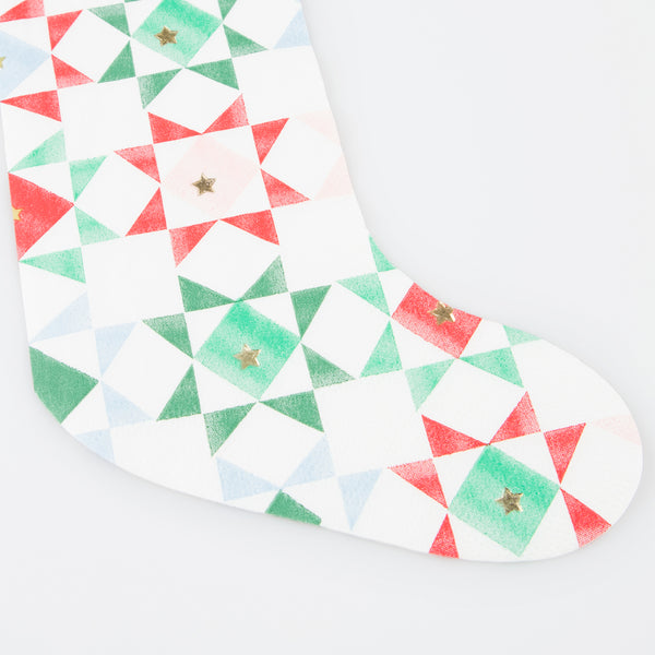 Our stocking shaped paper napkins are perfect as cocktail napkins or for special Christmas meals. Image2