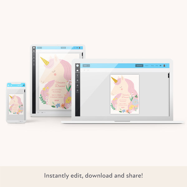 Unicorns Download & Print Invitation Image2