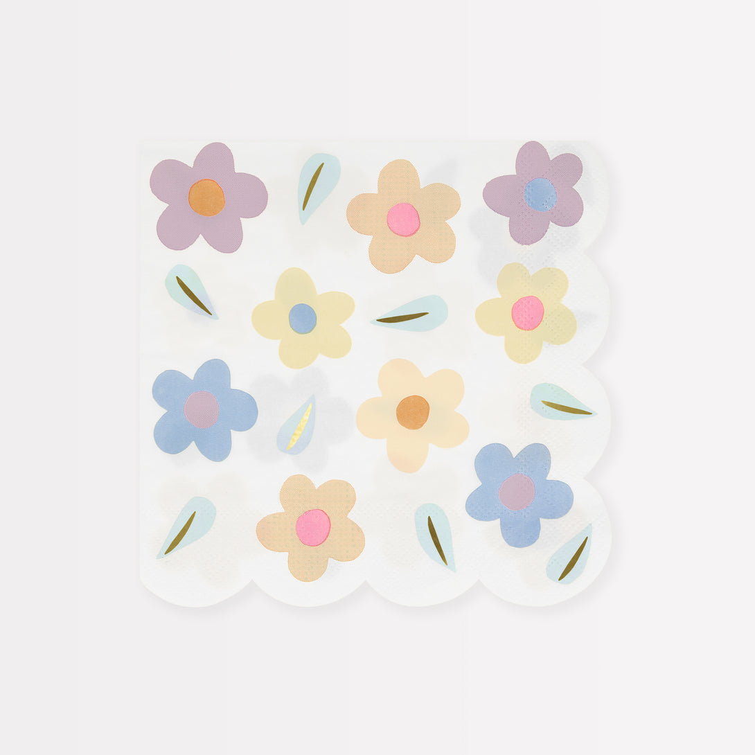Our colourful flower party supplies, with flower plates, flower cups and flower napkins, are perfect for birthday parties or garden parties.  