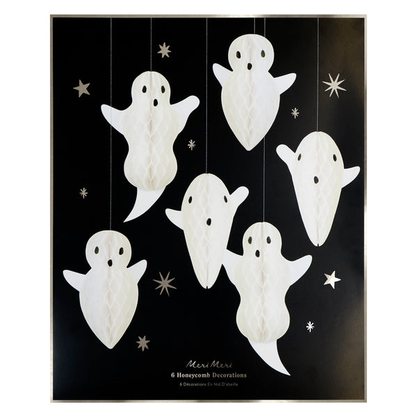 Add our honeycomb hanging ghost decorations to your Halloween party decor for a fabulous floaty 3D effect in the porch or windows. Image6