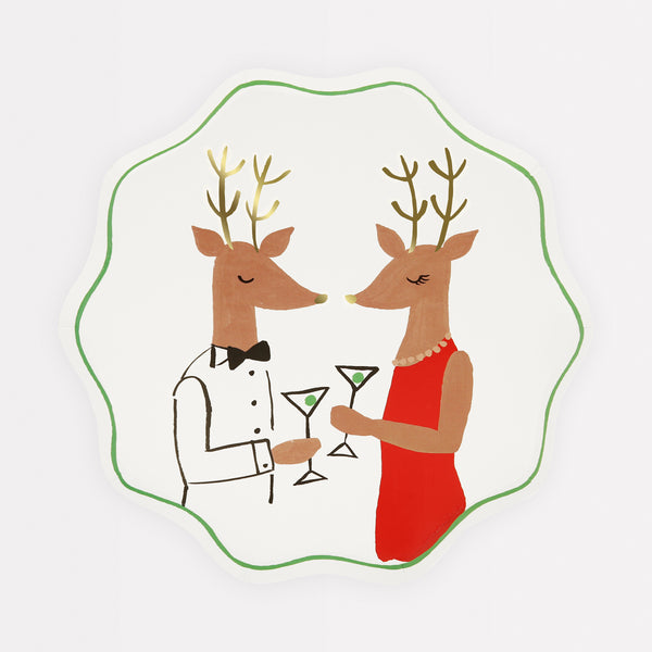 Our Christmas reindeer plates are perfect for a Christmas meal or Christmas cocktail party.