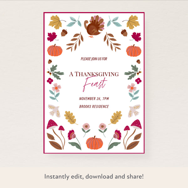 Thanksgiving Icons Download & Print Invitation Image1