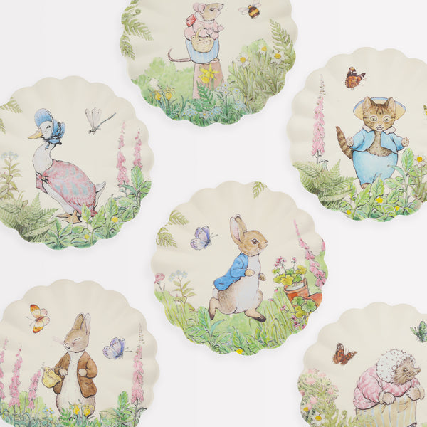 Our small melamine plates for kids feature Peter Rabbit and all his friends, perfect as picnic plates. Image1