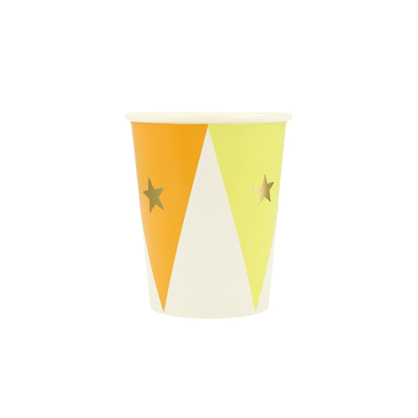 Our circus cups are perfect for a circus themed party, with bright colours and shiny gold foil stars. Image8