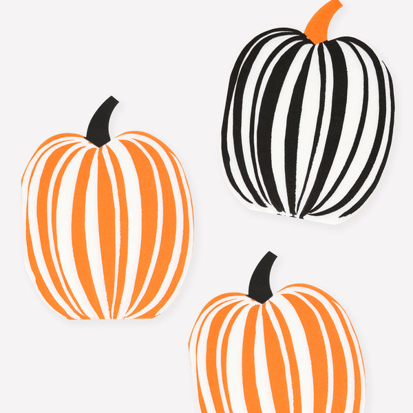 Use our pumpkin paper napkins, with vibrant stripes of colour, to make your Halloween party table look amazing. Image1