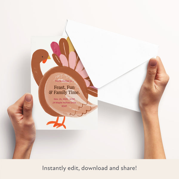 Thanksgiving Turkey Download & Print Invitation Image3