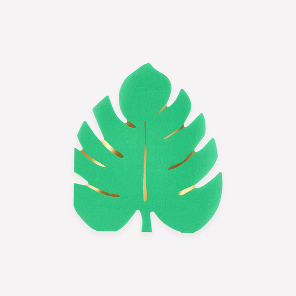 Add to your jungle party or tropical celebrations with our 3-ply napkins in the shape of a large leaf. Image1