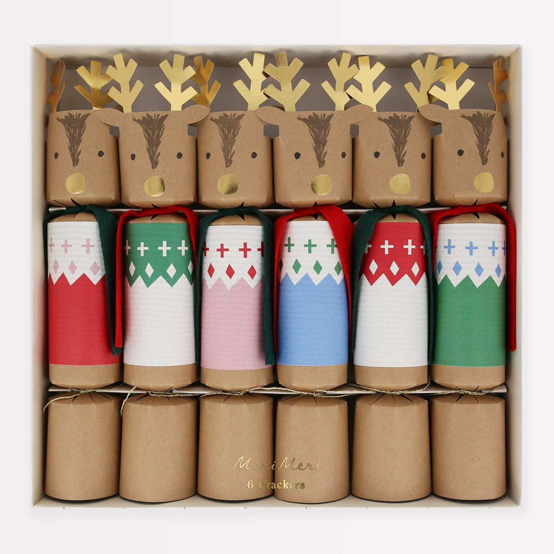 Our reindeer Christmas crackers, are so adorable and will look amazing on your festive party table.