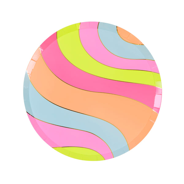 Our side plates, made from paper, feature vibrant flower power designs in psychedelic colours, ideal for 70s parties and cocktail parties. Image5