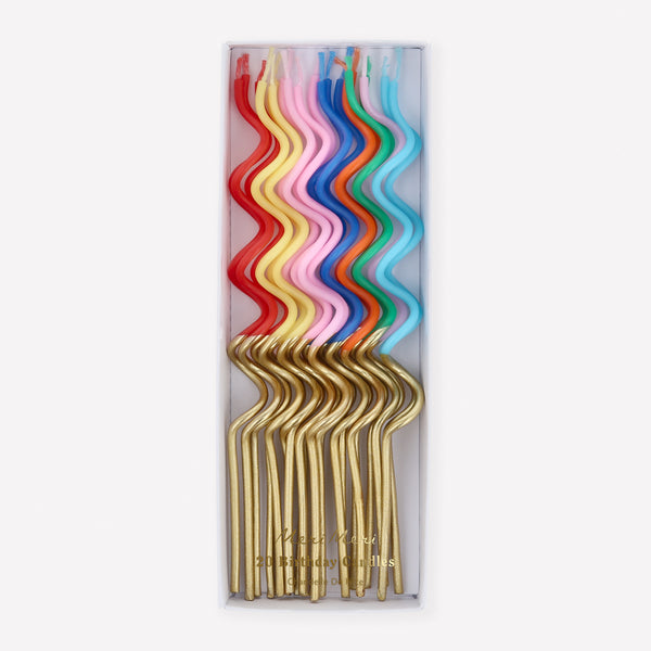 Our birthday candles are tall, swirly, vibrant and have a gold ink dipped section for style and flair. Image1