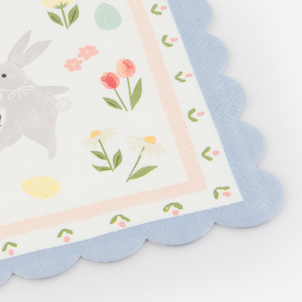 Our special Easter party napkins feature the Easter bunny and lots of springtime flowers, in soft pastel colours that look amazing. Image2