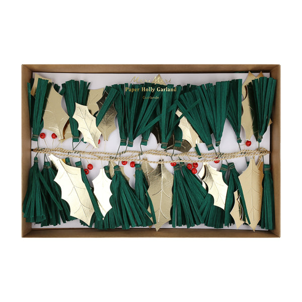 Our festive garland includes holly, berries and pine needles crafted from paper and wooden beads for a special Christmas foliage look. Image6