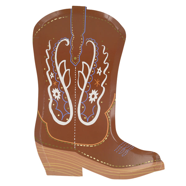 Our paper plates, in the shape of colourful cowboy boots, are perfect for a Western party. Image9