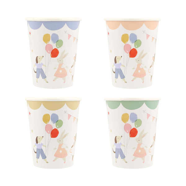 Our paper party cups have a adorable animal and balloon design with pastel colours for a vintage look, ideal as baby shower cups. Image3