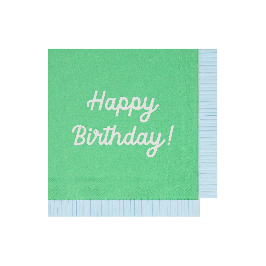 Our paper birthday napkins are made in bright colours with the words Happy Birthday on them.