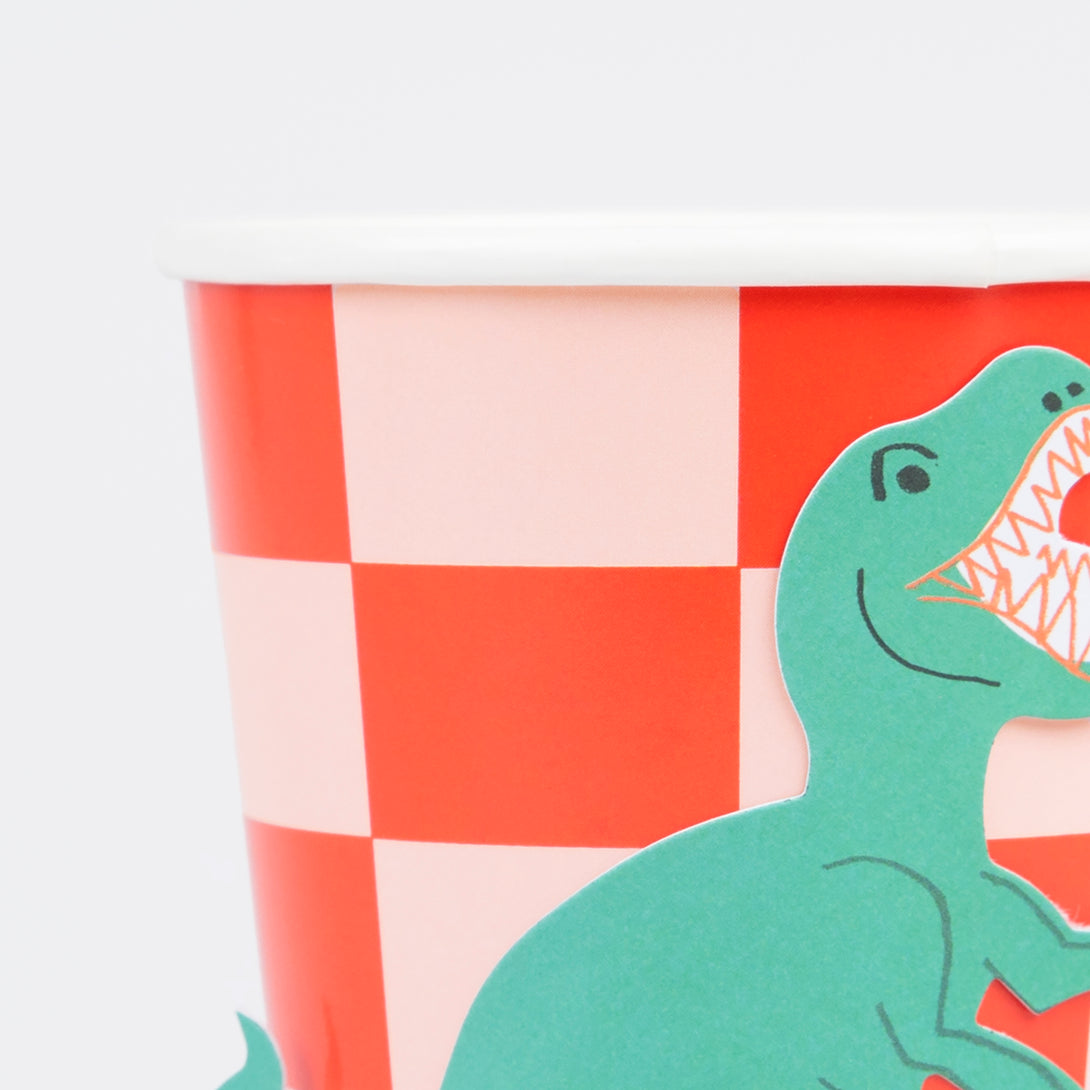 Our party cups feature monster trucks, cars, robots, a dinosaur, googly eyes and a smiley face, perfect for fun birthday parties.