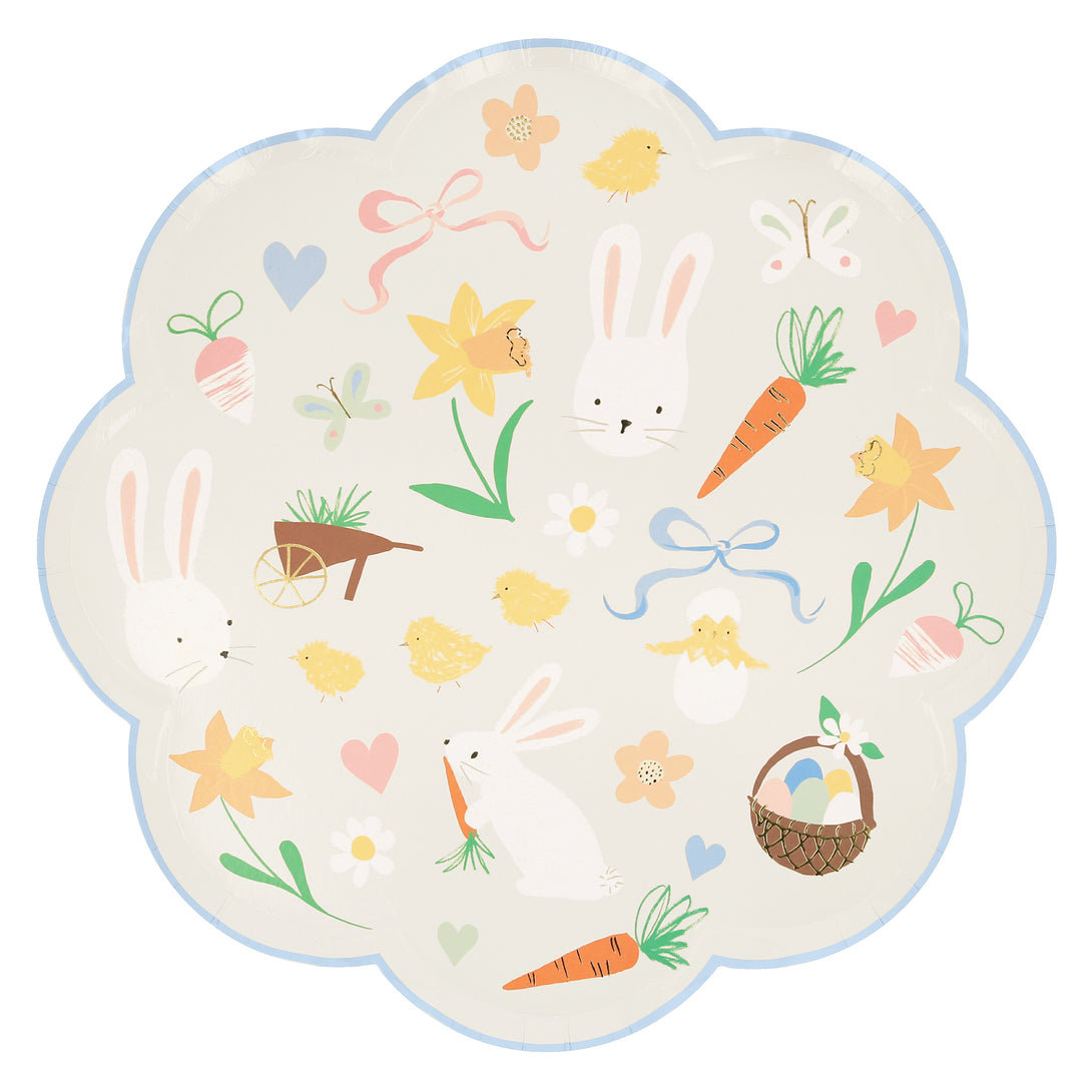 Our party pastel plates, with coloured borders, features Easter bunnies, eggs and chicks.