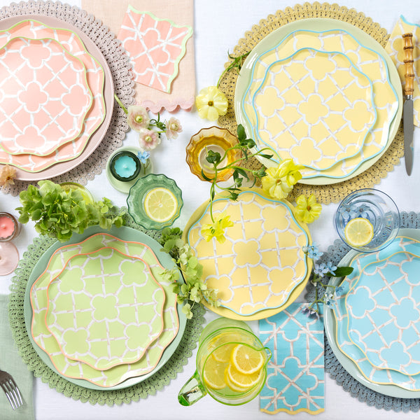 Our party plates, in four summery colours with a charming bamboo design,  are the perfect dinner plates for birthdays and celebrations. Image2