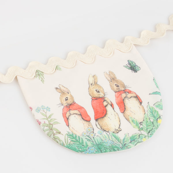 Our Peter Rabbit garland, crafted from fabric, is perfect as a baby shower garland or first birthday garland. Image4
