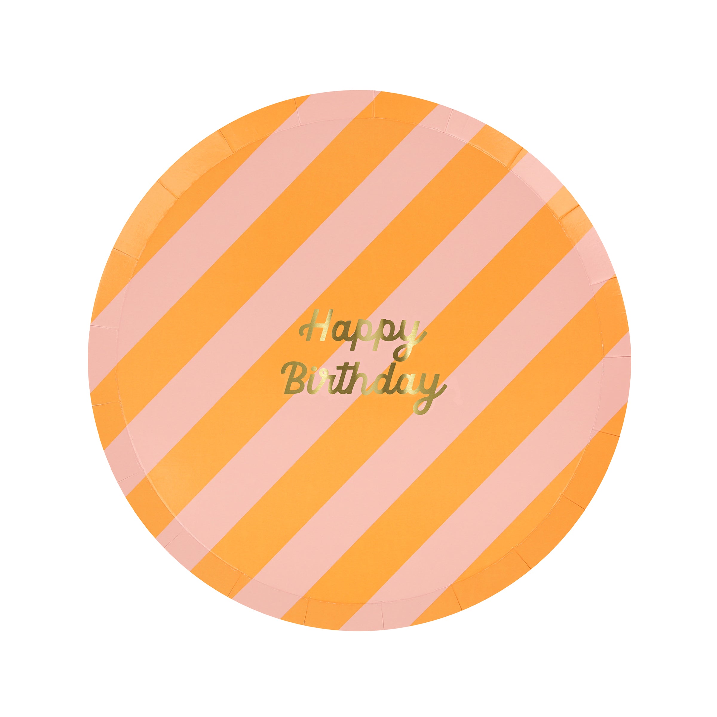 Our side plates feature an on trend pattern of stripes and the words Happy Birthday in shiny gold foil.