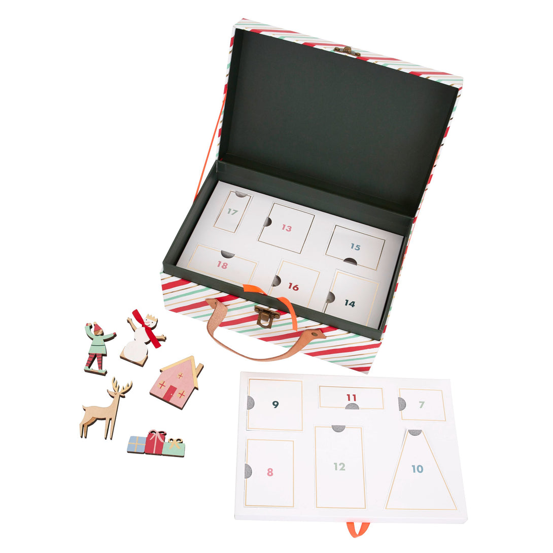 Build a Christmas village scene with our wooden advent calendar, to create a beautiful wooden Christmas decoration.