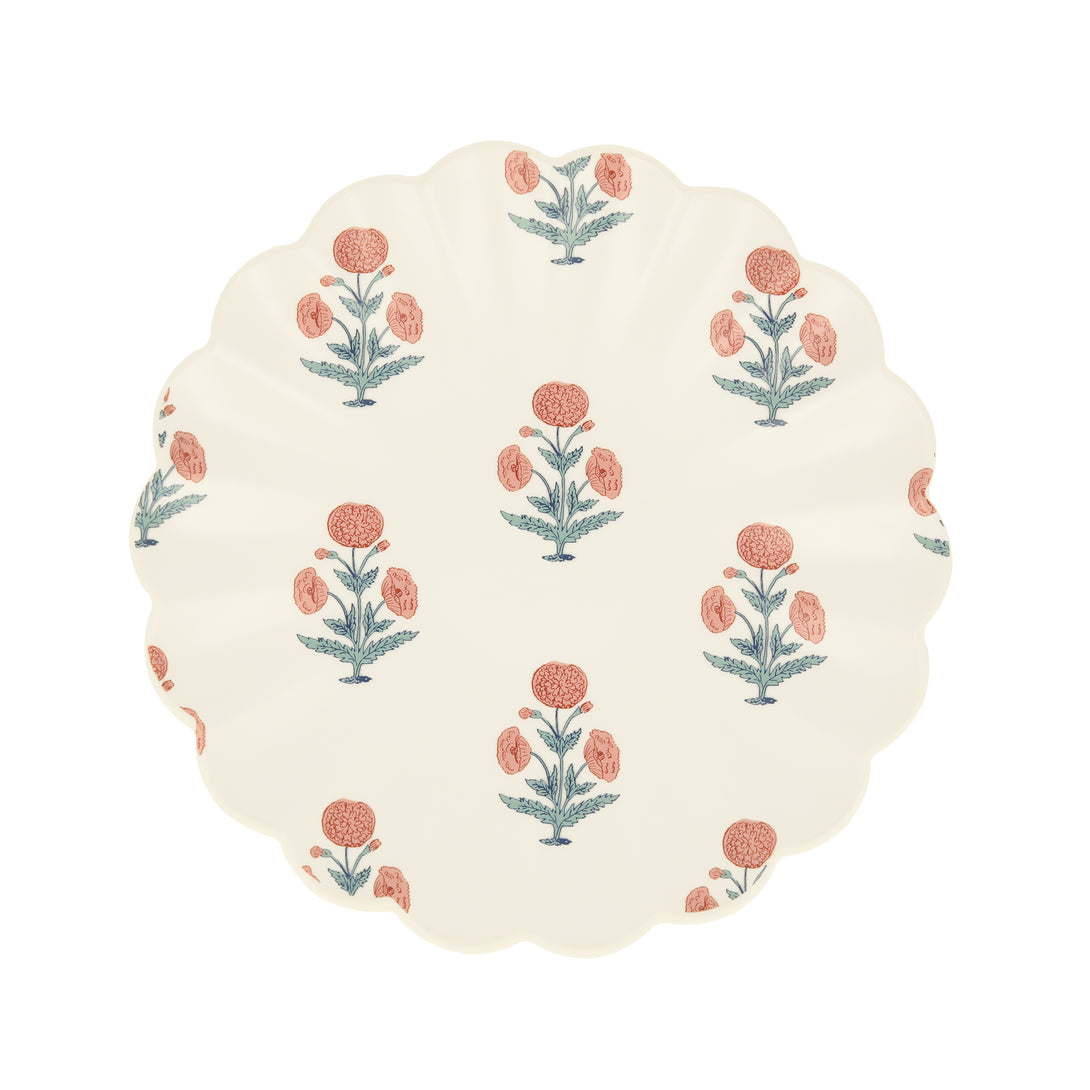 Our reusable side plates, made from RPET, feature Molly Mahon block print designs.