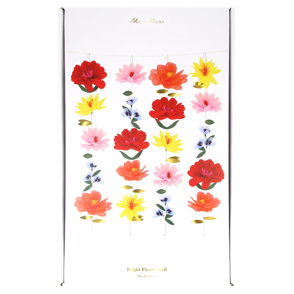 Use our bright flower wall, made with bright tissue paper flowers, to add colour and charm to any party or as a floral home decoration. Image3