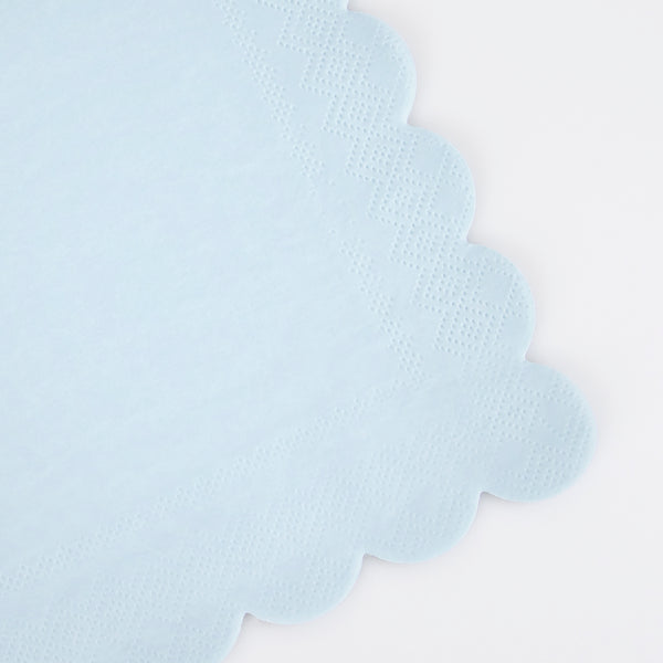 Our paper napkins, in a small size and a soft blue, are ideal as baby shower napkins or as cocktail napkins. Image2