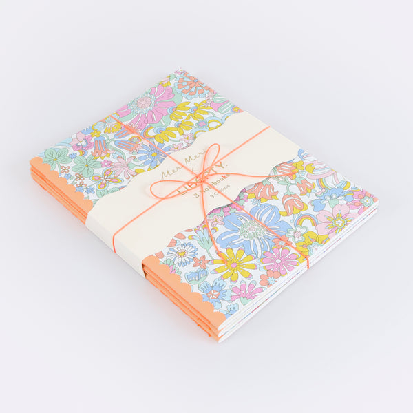 Our soft notebook set of three have pretty floral Liberty print design cover, and lined pages, ideal for jotting down notes and for gifting. Image1