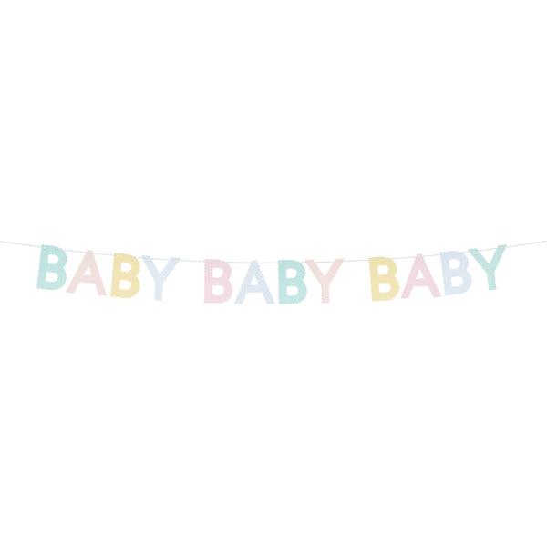 Our pastel paper garland, with the words baby, baby, baby, is ideal for your baby shower. Image3