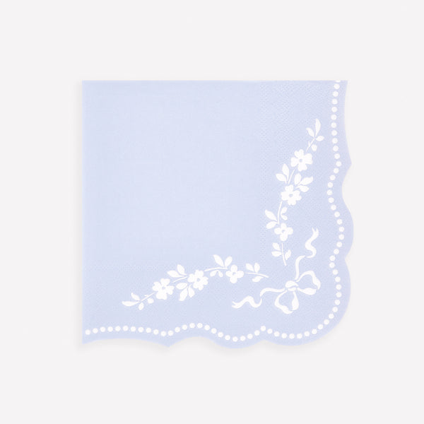 Our large paper napkins are designed in cornflower blue with a sophisticated ornate pattern, perfect for baby showers. Image1