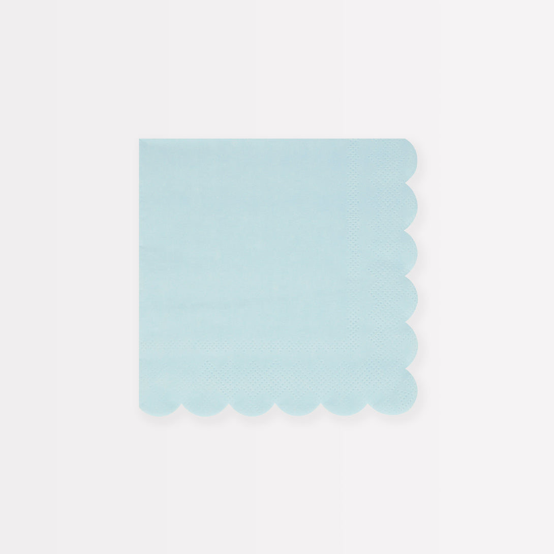 Our paper napkins, in a small size and a soft blue, are ideal as baby shower napkins or as cocktail napkins.