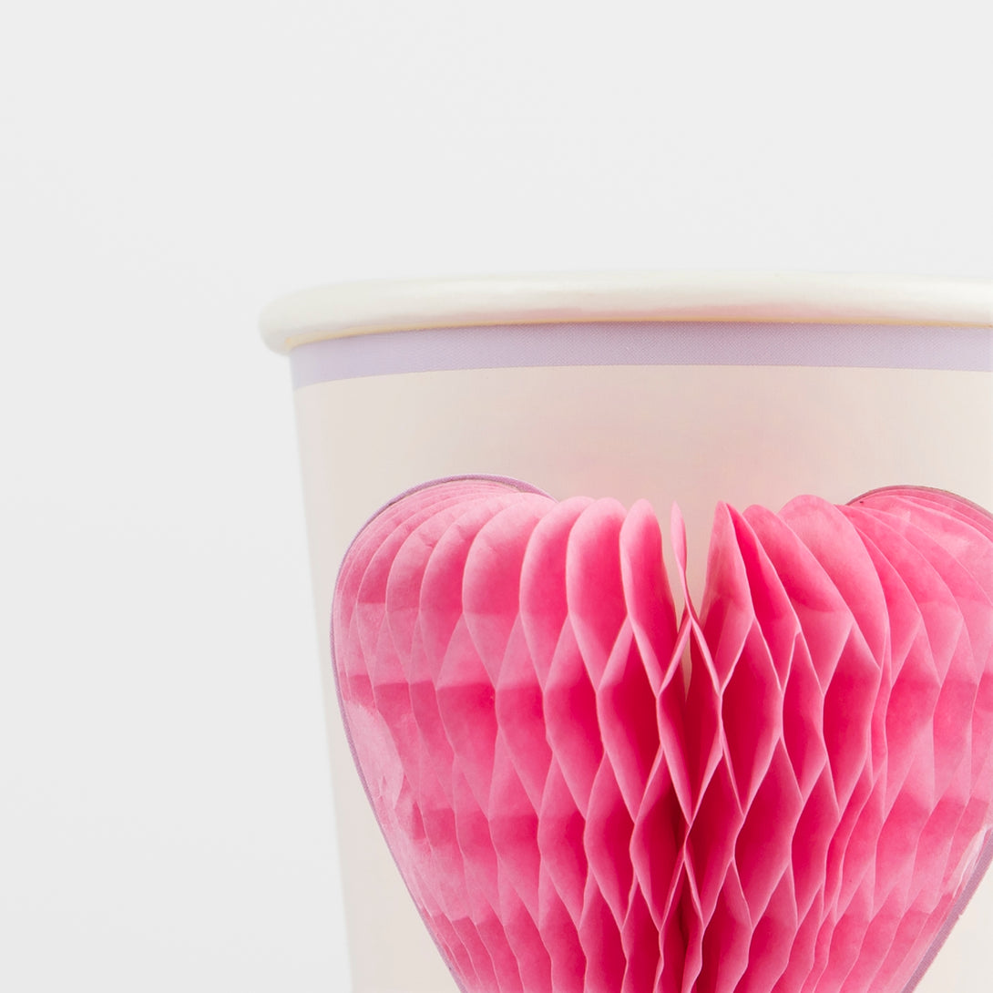 Our paper cups have fun designs with a 90s vibe, including flowers, hearts, cherries and stars. Image5