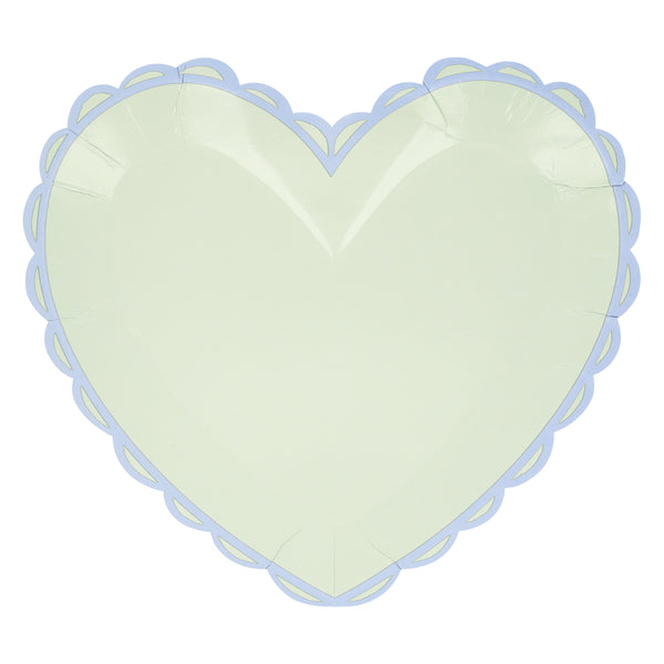 Our dinner plates, in heart shapes, feature a range of pretty pastel colours and a scalloped border. Image7