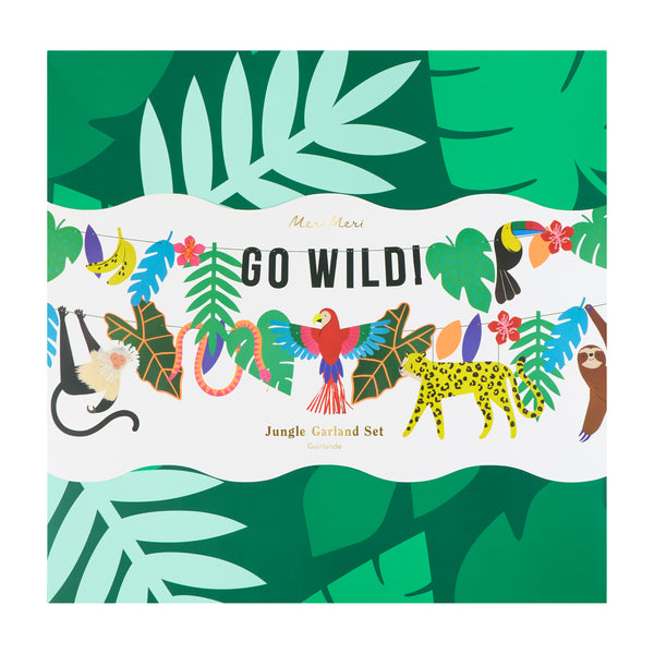 Make a jungle party look amazing with our special paper garland set featuring jungle animals, plants and leaves for a vibrant effect. Image4