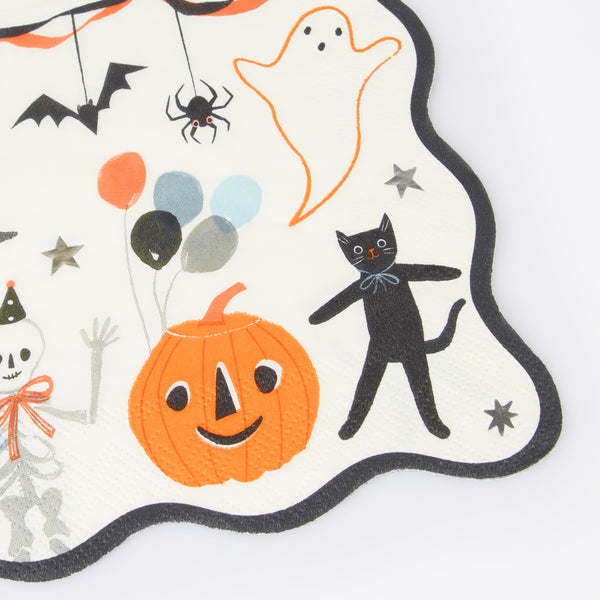 Decorate your Halloween party table with out terrific Halloween napkins featuring fun characters and shiny silver foil. Image3