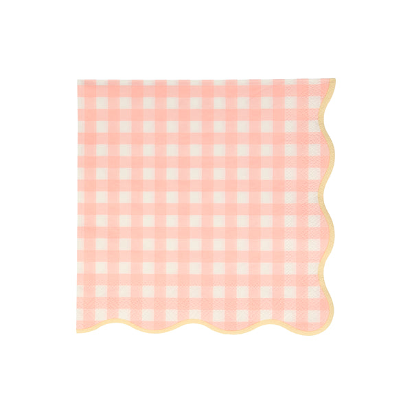 Our disposable napkins with a gingham print and scalloped edge will look amazing on your party table. Image3