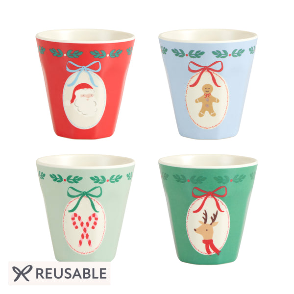 Our Christmas melamine cups feature jolly designs of traditional Christmas motifs with seasonal colours for a fun look. Image1