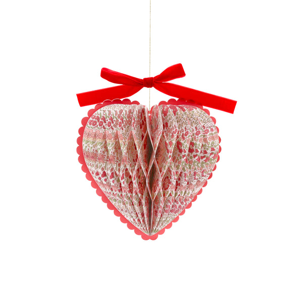 Our honeycomb hearts make wonderful Valentine's decorations. They're made with Liberty floral print designs and elegant velvet bows. Image4