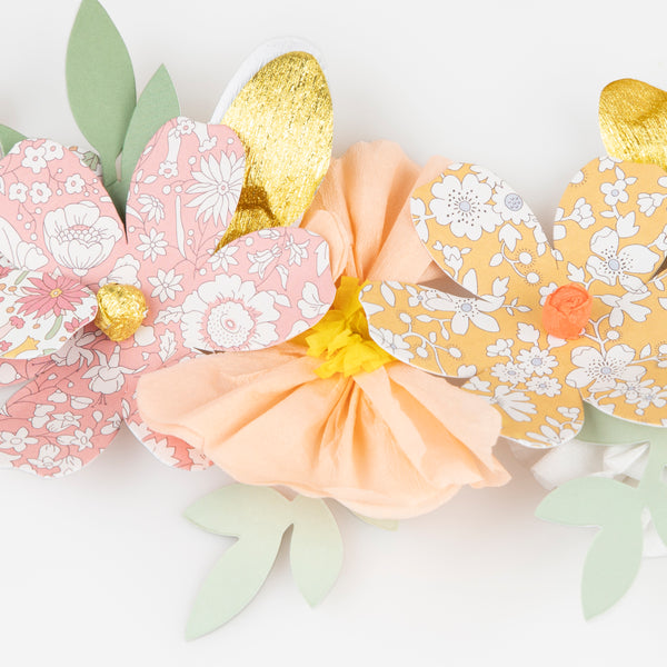 Our floral garland features pretty Liberty prints, making it wonderful for home decoration or as a baby shower decoration. Image4