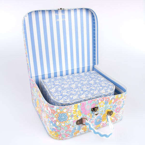 Our mini suitcases feature Liberty floral print designs and stitched card, so are sophisticated travel accessories and storage solutions. Image3