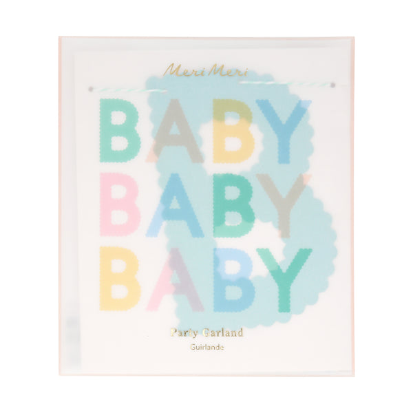Our pastel paper garland, with the words baby, baby, baby, is ideal for your baby shower. Image4