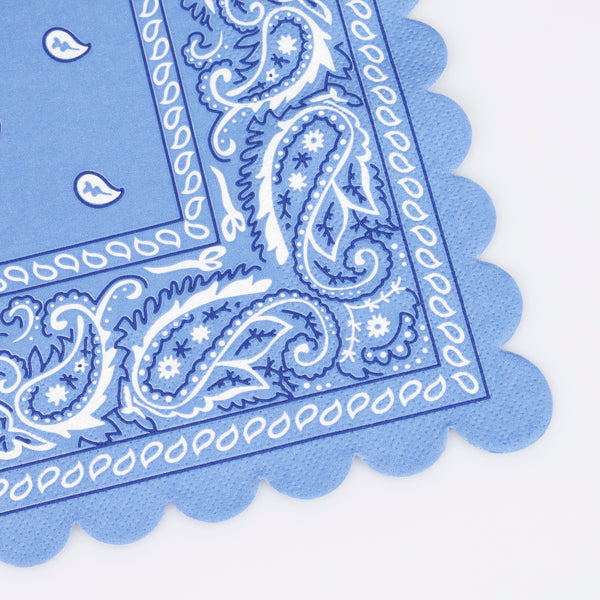 Our paper napkins, with a fun bandana design and 5 stunning colours, is ideal to add decoration to a Western birthday party or BBQ. Image3