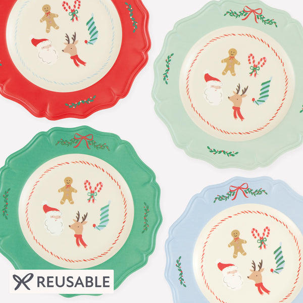 Our Christmas melamine plates, in a large plate size, feature jolly designs of traditional Christmas motifs with seasonal colours for a fun look. Image1