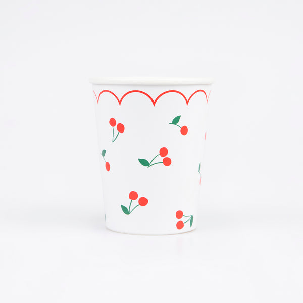 Use our special cherry party supplies for a vibrant look at your parties, our set includes paper plates, cups, napkins and a honeycomb garland. 