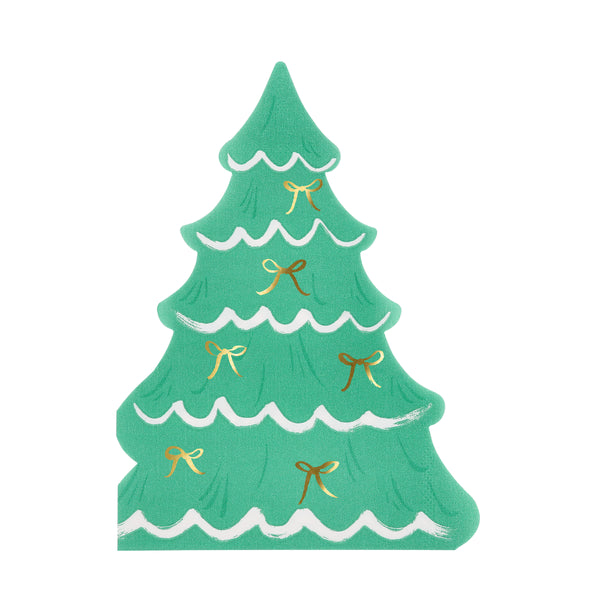 Our Christmas paper napkins are made in the shape of a Christmas tree with a stylish bow design, and gold foil details. Image4