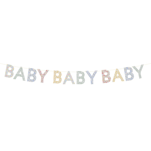 Our paper baby garland, made with classic Liberty designs in soft colours, is ideal for a baby shower or as a nursery decoration. Image2