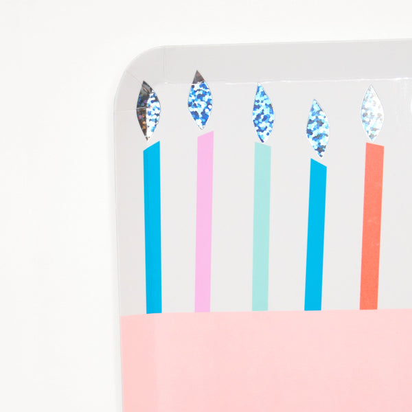 These fabulous paper plates are in the shape of a birthday cake with candles. Image2