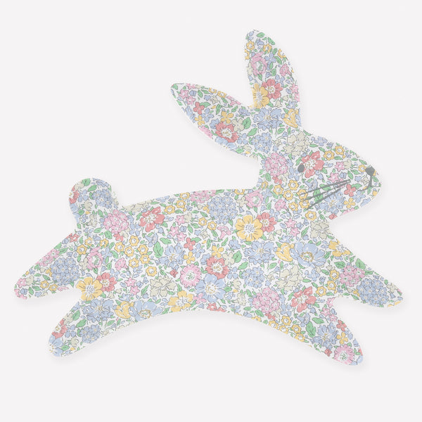 Our reusable plate, in the shape of a bunny with a pretty Liberty floral design, is perfect to add to your Easter decorations. Image1