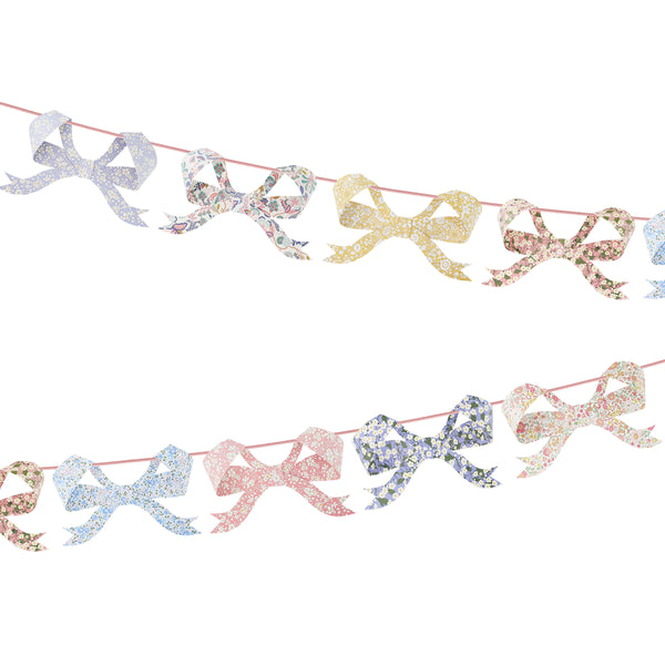 Our paper garland has pretty Liberty bow pennants and a pink velvet ribbon, a versatile garland